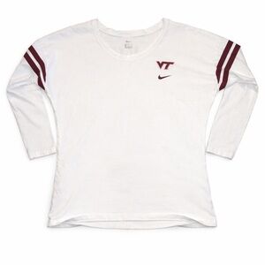 Nike Virginia Tech Hokies Long Sleeve T Women’s XL White VT Logo Football Shirt